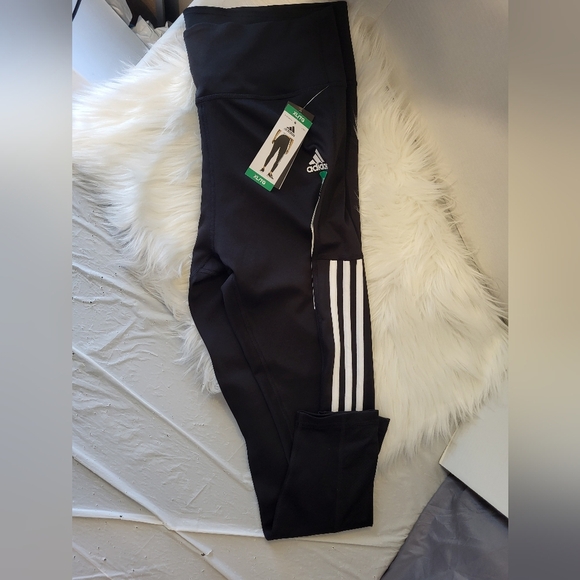 NEW- Adidas Leggings with White Stripes, Size XL (34) - Picture 6 of 7
